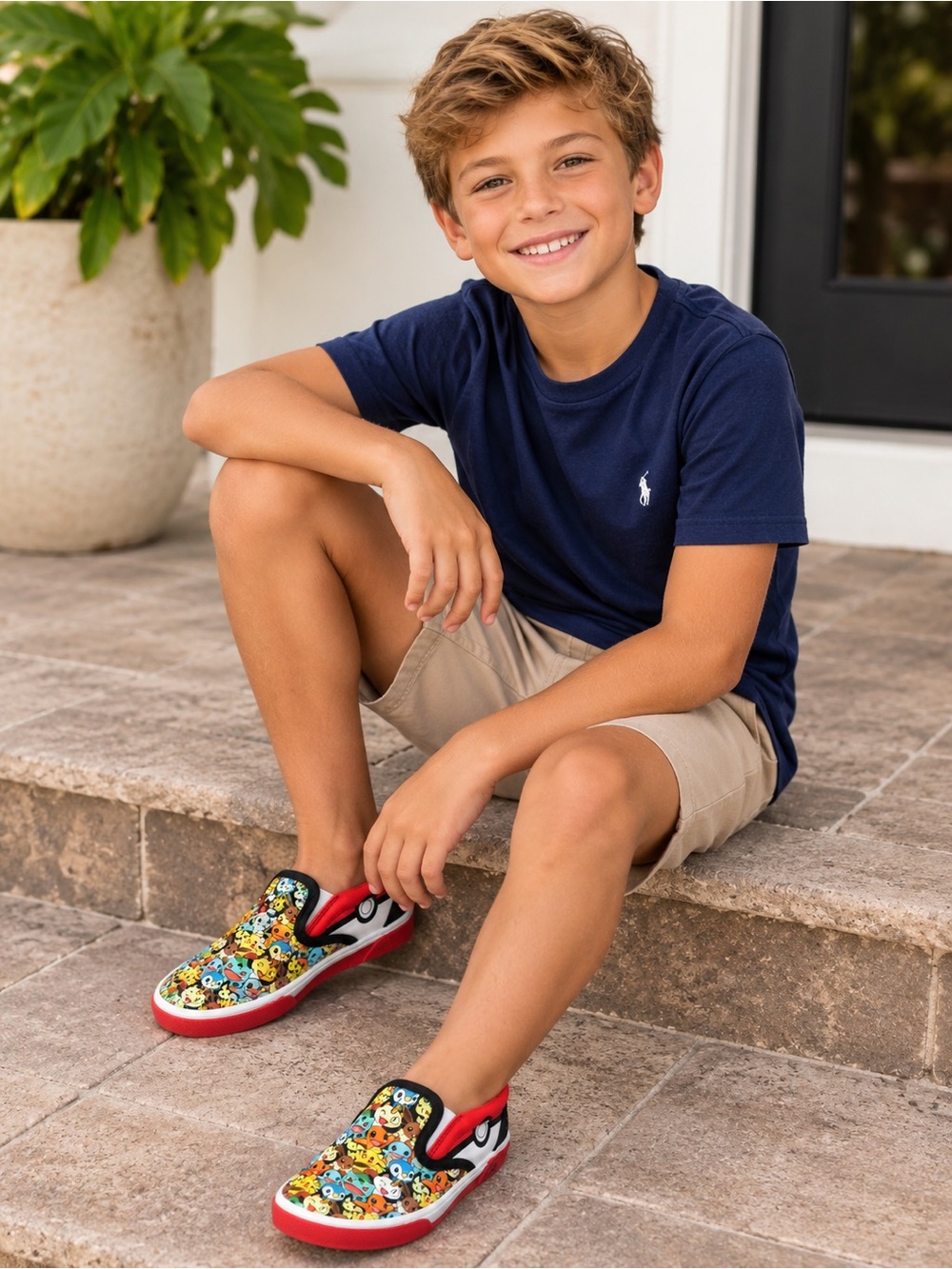 POKÉMON Multicolor Slip-On Kids Sneakers with Red Trim 3